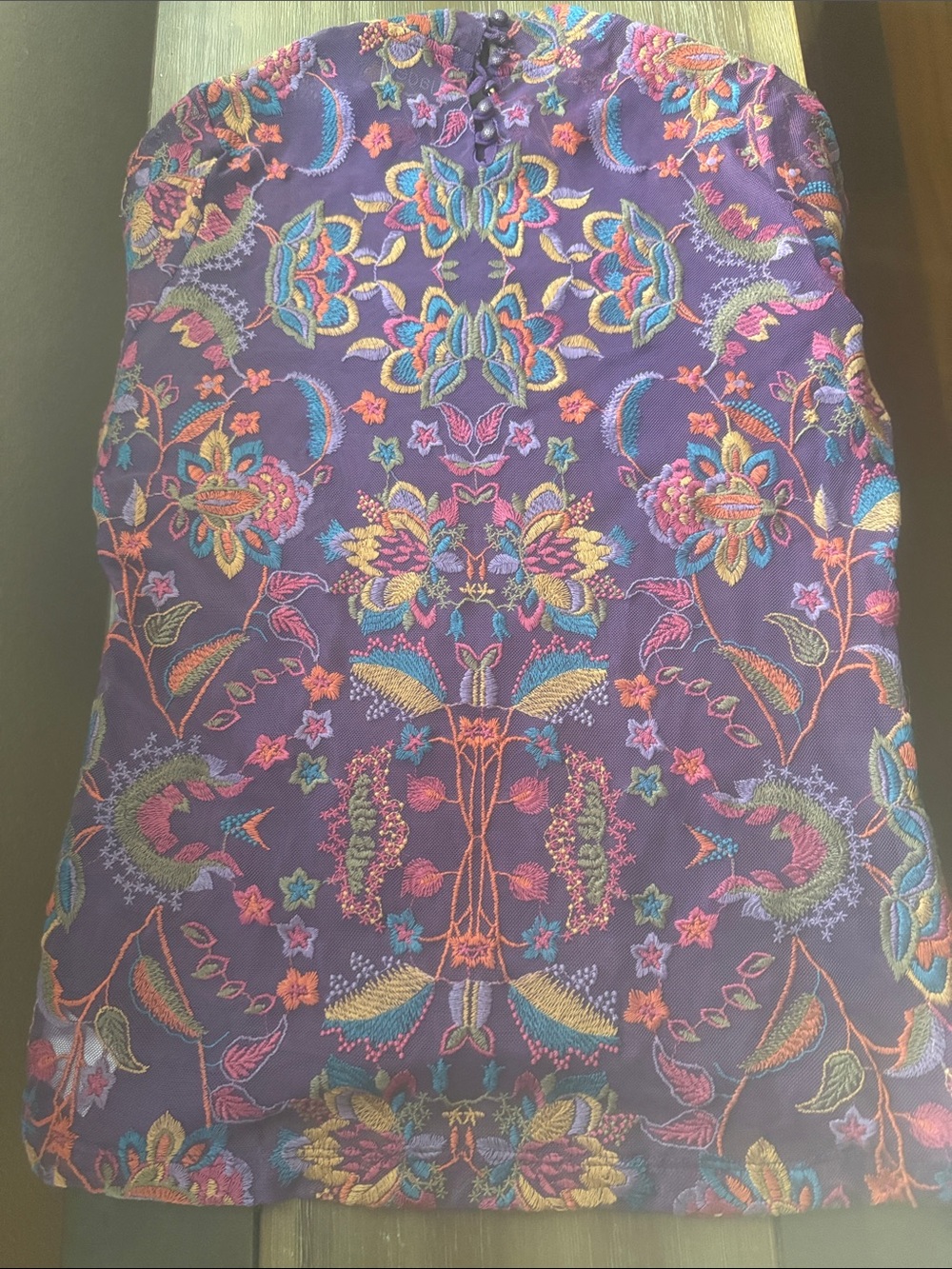 Jonny Was Jade Multicolor Rebecca Embroidered Purple Blouse - Picture 6 of 14